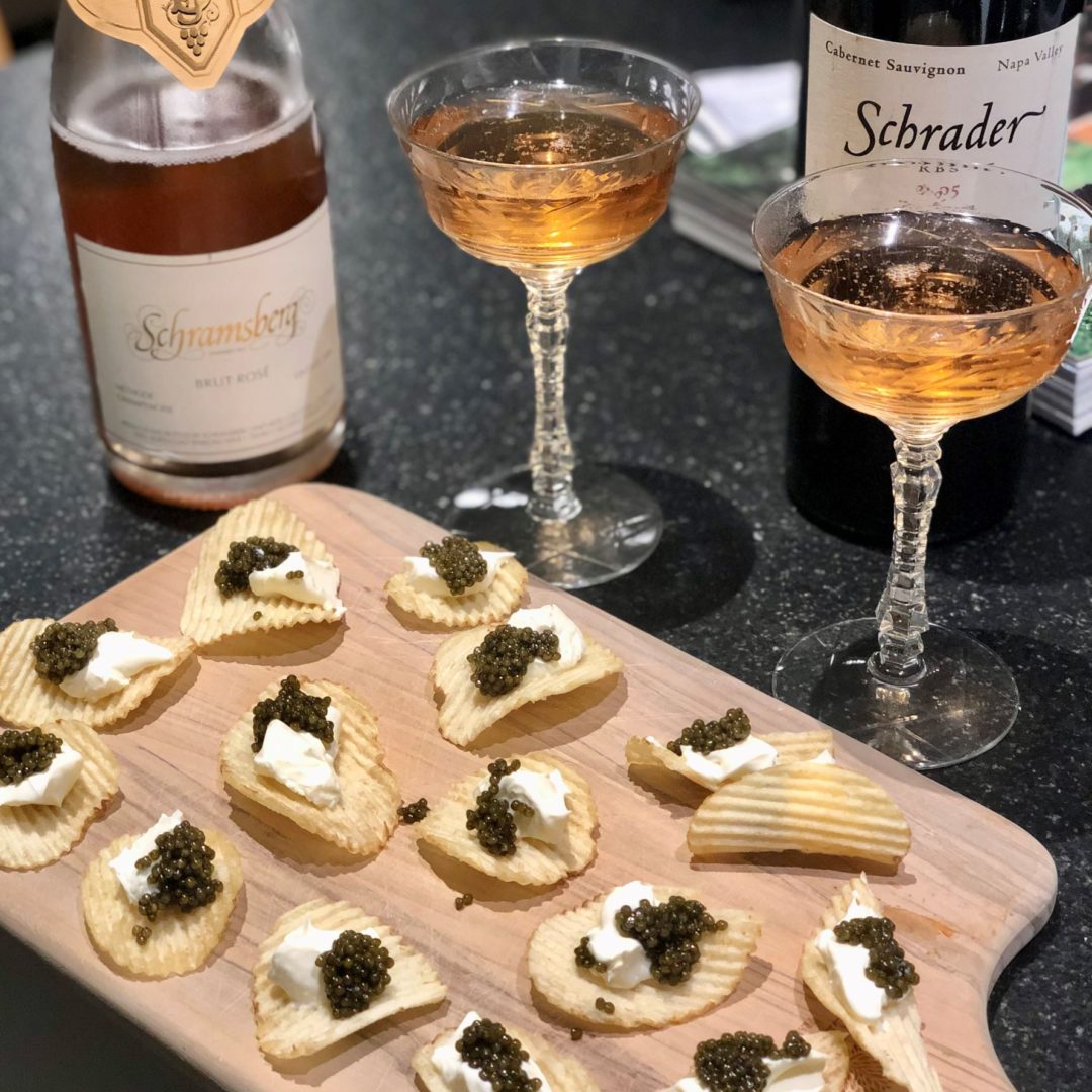 Caviar, chips and champagne. Photo by Linda Eyles