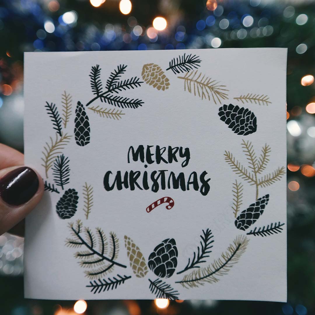 A Christmas card. Photo courtesy of Brigitte Tohm via Pexels